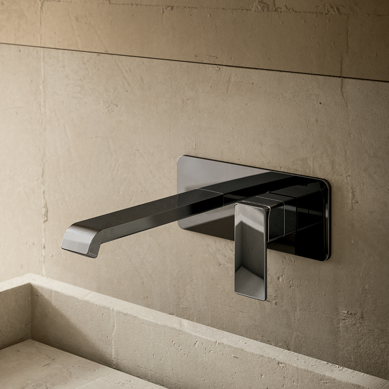 Lavabo mural chromé noir